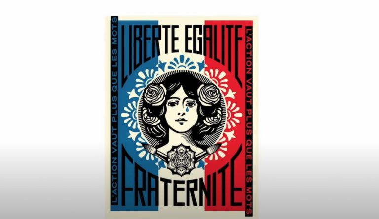 J-J de la vente exclusive de la nouvelle sérigraphie « The Liberté » de Shepard Fairey (Galerie Itinerrance)